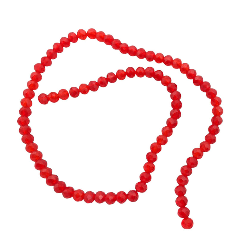 6MM ROJO TRASLUCIDO CUENTA FACETADA PERFORADA VIDRIO TIRA