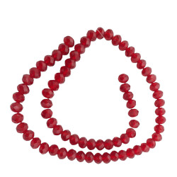 8MM ROJO OSCURO TRASLUCIDO CUENTA FACETADA PERFORADA VIDRIO TIRA