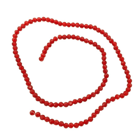 4 MM ROJO CRISTAL TRASLUCIDO CUENTA FACETADA PERFORADA VIDRIO TIRA