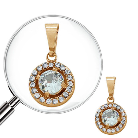 DORADO MINI CIRCULO CENTRO CUBIC Y CONTORNO STRASS DIJE
