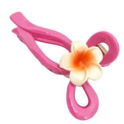 UNIDAD FUCSIA BROCHE GRANDE FORMA MARIPOSA C/ UNA FLOR DE CADA LADO COCODRILO