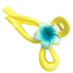 UNIDAD AMARILLO BROCHE GRANDE FORMA MARIPOSA C/ UNA FLOR DE CADA LADO COCODRILO