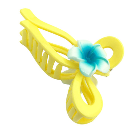 UNIDAD AMARILLO BROCHE GRANDE FORMA MARIPOSA C/ UNA FLOR DE CADA LADO COCODRILO