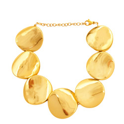 DORADO 25MM-20+4CM LIVIANA REGULABLE MONEDAS DEFORMADAS FANTASIA FINA PULSERA