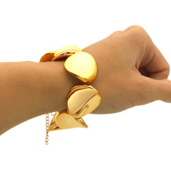 DORADO 25MM-20+4CM LIVIANA REGULABLE MONEDAS DEFORMADAS FANTASIA FINA PULSERA