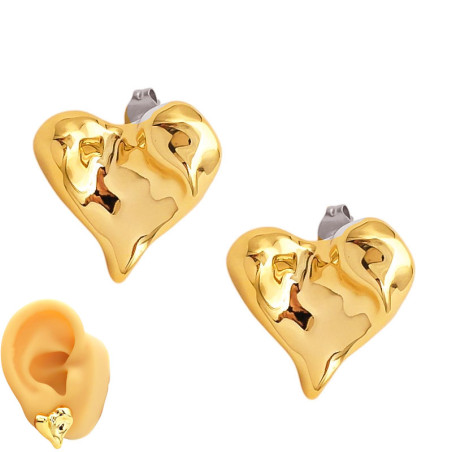 DORADO CORAZON HUNDIDO INFLADO FANTASIA FINA ARO