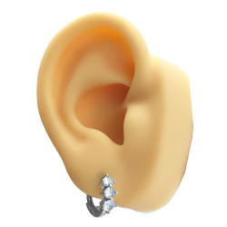 BLANCO BLISTER X12 PARES TRES ROMBOS DE CUBIC ZIRCON MEDIANOS C/ CIERRE BISAGRA AROS