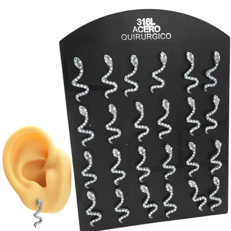 BLISTER X12 PARES SERPIENTES MEDIANAS TODO STRASS ARO