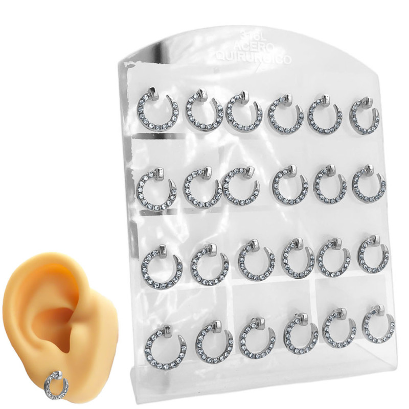 BLISTER X12 PARES TORNILLO CIRCULAR TODO STRASS ARO