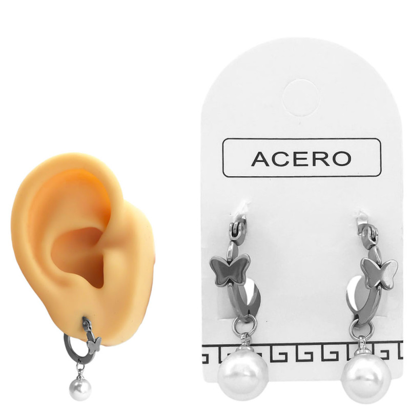 PAR ARGOLLA PERLA 7MM Y MARIPOSA ARO