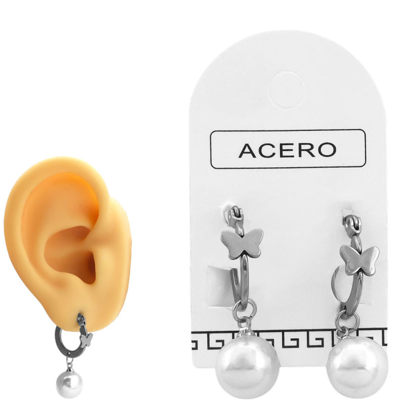 PAR ARGOLLA PERLA 9MM Y MARIPOSA ARO