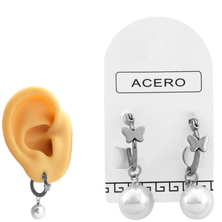 PAR ARGOLLA PERLA 9MM Y MARIPOSA ARO