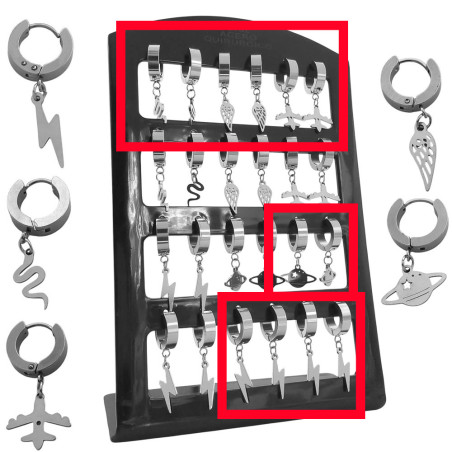 MEDIO BLISTER X6 PARES BISAGRA C/ SERPIENTE - ALA - AVION - RAYO - SATURNO ARO