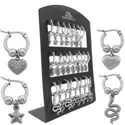 MEDIO BLISTER X6 PARES ARGOLLA C/ DOS BOLITAS ESTRELLA - CORAZON LISO - SERPIENTE - CORAZON RELIEVE ARO