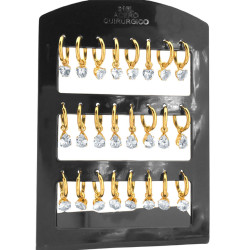 DORADO MEDIO BLISTER X6 PARES BISAGRA C/ CUBIC CORAZON - GOTA - CIRCULO ARO