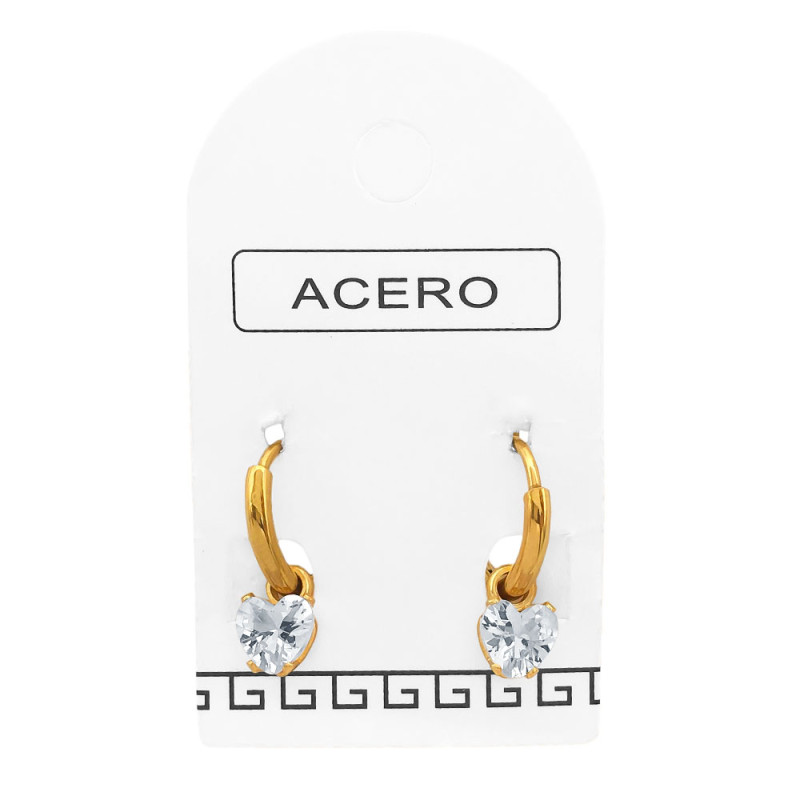 DORADO PAR CORAZON BISAGRA C/ CUBIC ARO