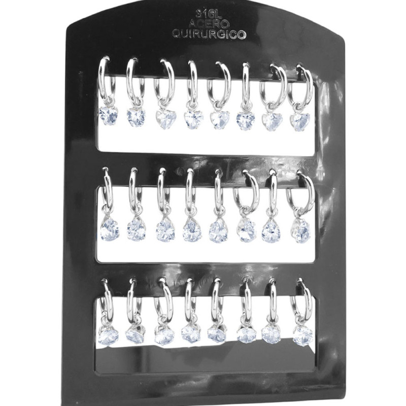 BLANCO BLISTER X12 PARES BISAGRA C/ CUBIC CORAZON - GOTA - CIRCULO ARO