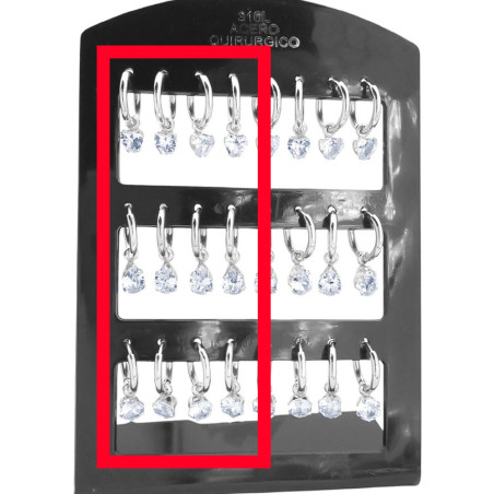 BLANCO MEDIO BLISTER X 6 PARES BISAGRA C/ CUBIC CORAZON - GOTA - CIRCULO ARO