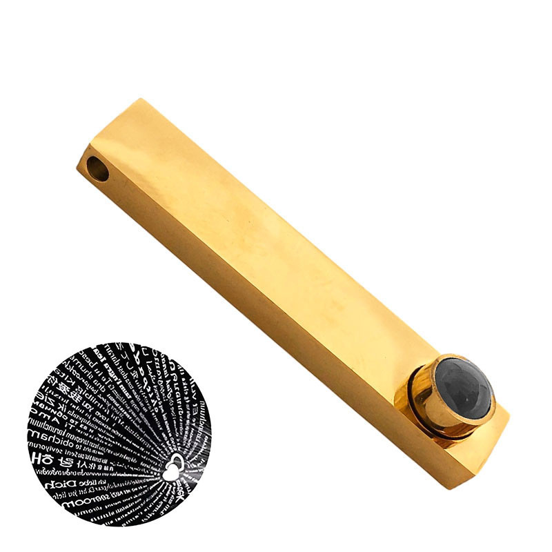 DORADO PASANTE BARRA RECTANGULAR TE AMO EN 100 IDIOMAS SE PUEDE GRABAR DIJE