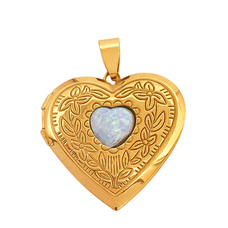 DORADO BLANCO TORNASOLADO RELICARIO FLOR CORAZON DIJE