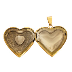 DORADO TORNASOLADO RELICARIO FLOR CORAZON DIJE