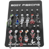 BLISTER x12 BOLITAS DIJES C/ STRASS Y CUBIC SURTIDOS OMBLIGO CURVO EXTREMOS DISTINTO TAMAÑO PIERCING