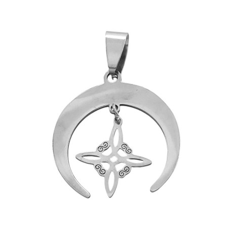 INVERTIDA LUNA LISA Y NUDO DE BRUJA CALADO DIJE