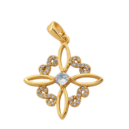 DORADO PREMIUM NUDO DE BRUJA C/ LLUVIA DE CUBIC Y UNO CENTRAL DIJE