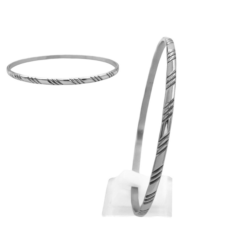 ESCLAVA C/ TRES LINEAS DIAGONALES REPETITIVAS EN RELIEVE 3*65MM PULSERA