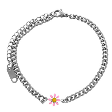 ROSA MARGARITA Y GROUMET PLANA LIMADA 18+4 CM PULSERA
