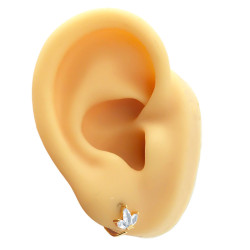 DORADO SEPTUM 10MM ARGOLLITA FLOR TRES PETALOS C/ CUBIC DE NARIZ U OREJA PIERCING