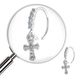 SEPTUM 12MM ARGOLLITA CRUZ Y BORDE C/ CUBIC DE NARIZ U OREJA PIERCING