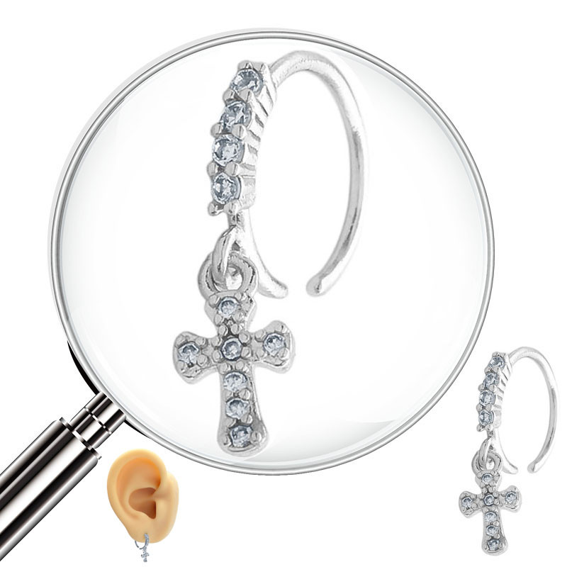 SEPTUM 12MM ARGOLLITA CRUZ Y BORDE C/ CUBIC DE NARIZ U OREJA PIERCING