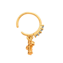DORADO SEPTUM 12MM ARGOLLITA CRUZ Y BORDE C/ CUBIC DE NARIZ U OREJA PIERCING