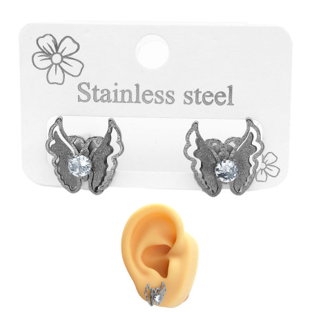 PAR MARIPOSA DOBLE SINUOSA C/ CUBIC CUBIC COPITA AL CENTRO AROS