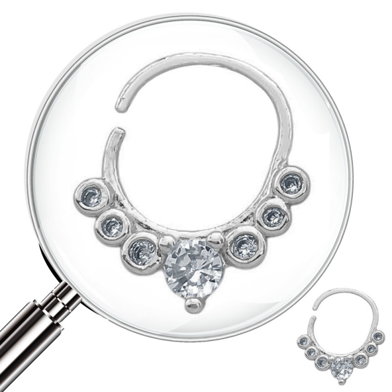 SEPTUM 10MM ARGOLLITA SIETE REDONDOS EN ESCALERA AL CENTRO C/ CUBIC DE NARIZ U OREJA PIERCING