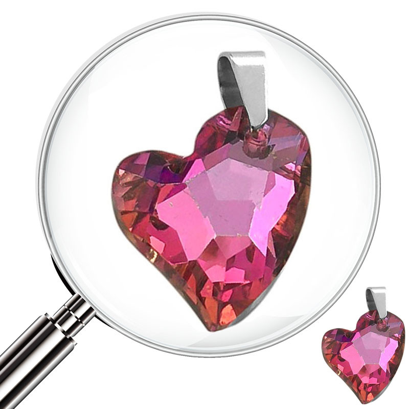 FUCSIA TORNASOLADO CHANFLE CORAZON 12*17MM SIMPLE DROPS CRISTAL FACETADO DIJE