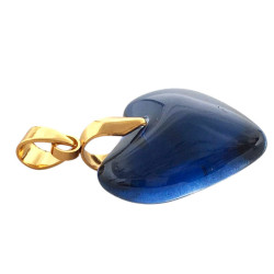 DORADO 20MM AZUL CRISTAL TRASLUCIDO BRILLANTE CORAZON DIJE