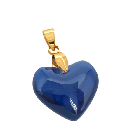 DORADO 20MM AZUL CRISTAL TRASLUCIDO BRILLANTE CORAZON DIJE