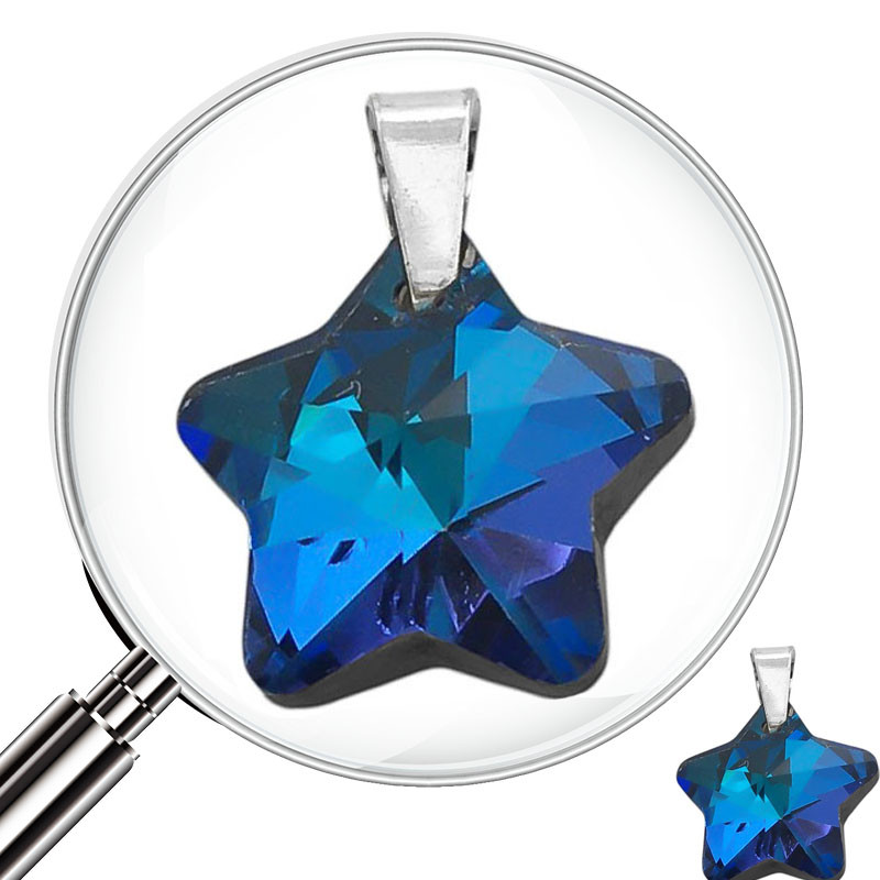 DROPS BLANCO AZUL 13MM ESTRELLA CRISTAL TORNASOLADO FACETADO DIJE