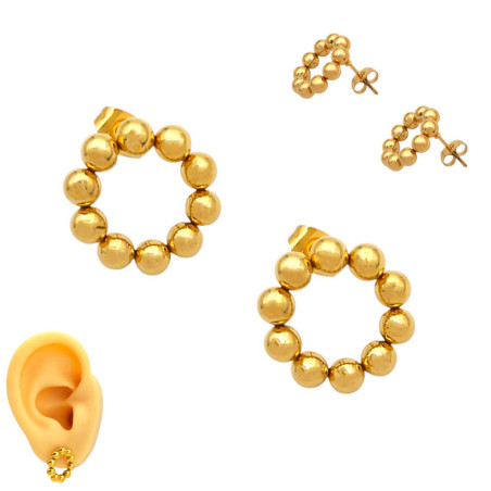 DORADO 20MM CIRCULO DE BOLITAS C/ PERNO ARO