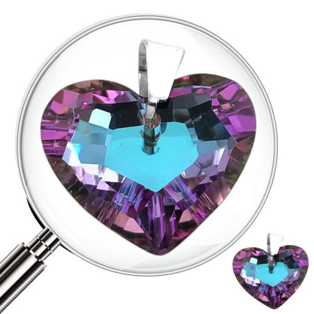 LILA / AZUL 18*15MM CRISTAL TORNASOLADO FACETADO CORAZON DIJE