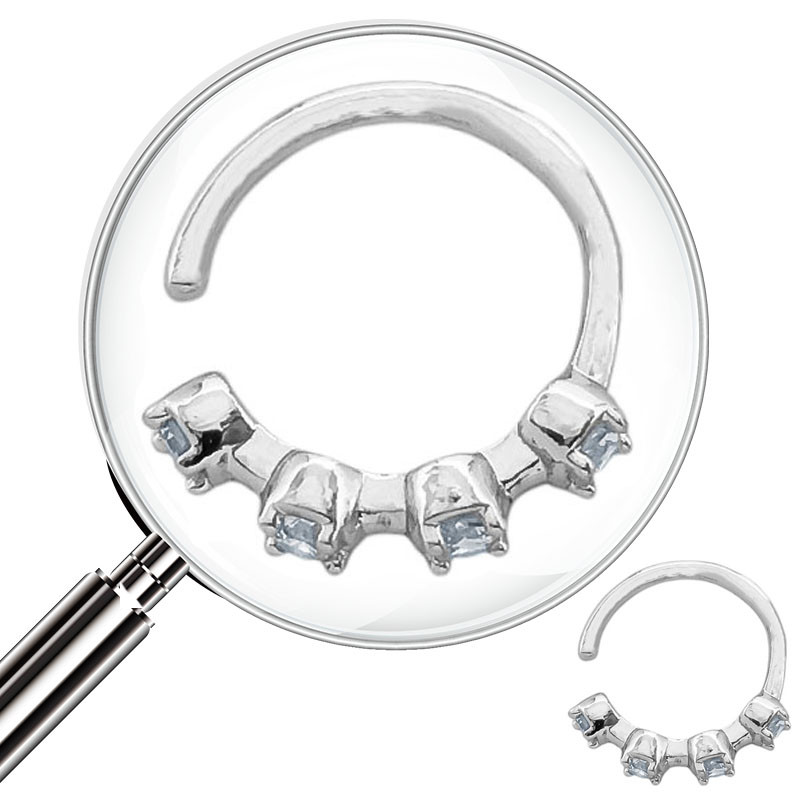 SEPTUM ARGOLLITA CUATRO CUBIC SEPARADOS EN BASE DE NARIZ U OREJA PIERCING