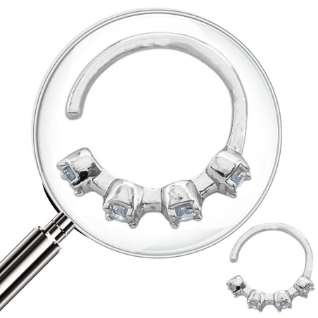 SEPTUM ARGOLLITA CUATRO CUBIC SEPARADOS EN BASE DE NARIZ U OREJA PIERCING