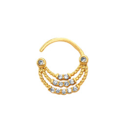DORADO SEPTUM ARGOLLITA TRIPLE CANASTA C/ CUBIC DE NARIZ U OREJA PIERCING