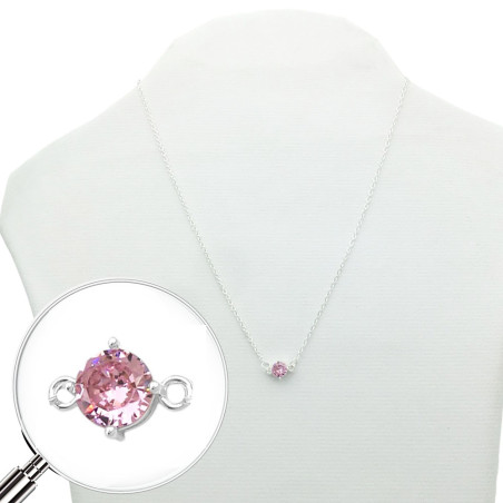 BLANCO CIRCULO CUBIC ROSA TORNASOLADO EN BASE 45CM COLLAR
