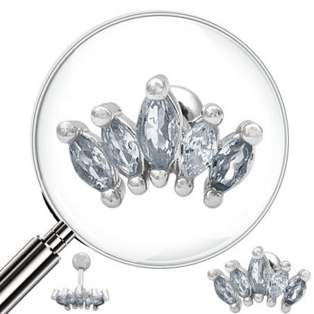 UNIDAD HELIX CINCO SEMILLAS DE CUBIC ZIRCON BOLITA A ROSCA INTERNA PIERCING