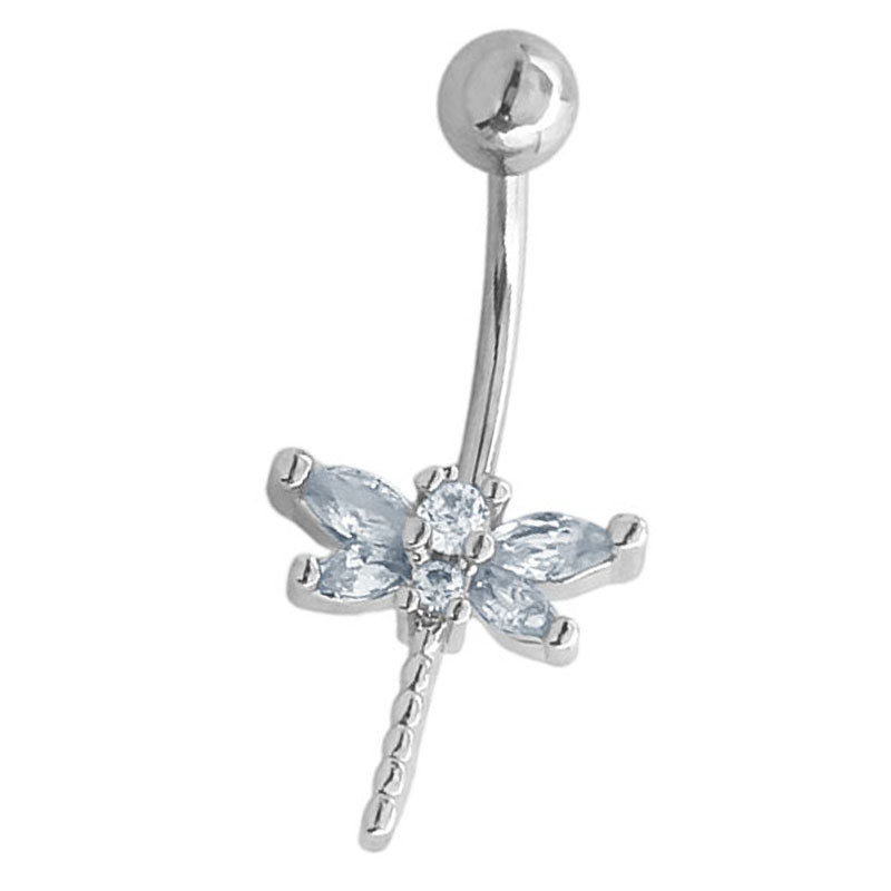 LIBELULA C/ CUBIC OMBLIGO ACERO QUIRURGICO PIERCING