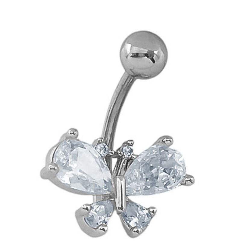 MARIPOSA C/ CUBIC OMBLIGO ACERO QUIRURGICO PIERCING