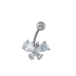 MARIPOSA C/ CUBIC OMBLIGO ACERO QUIRURGICO PIERCING